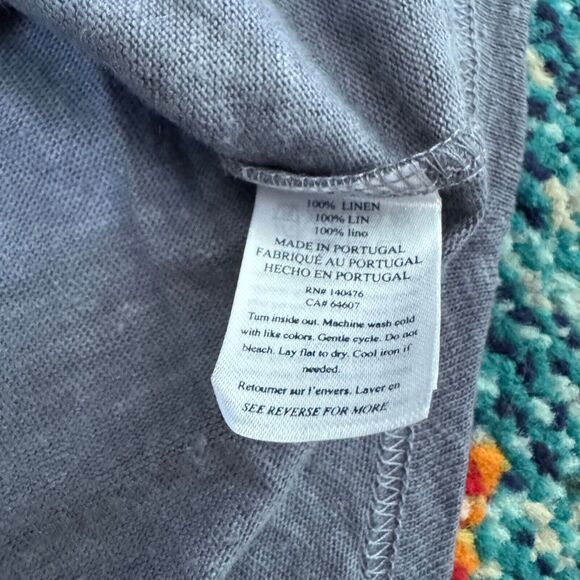 Faherty Oceanside Blue Linen V-Neck Tee Women's XS Casual Beach Boho - Picture 6 of 6